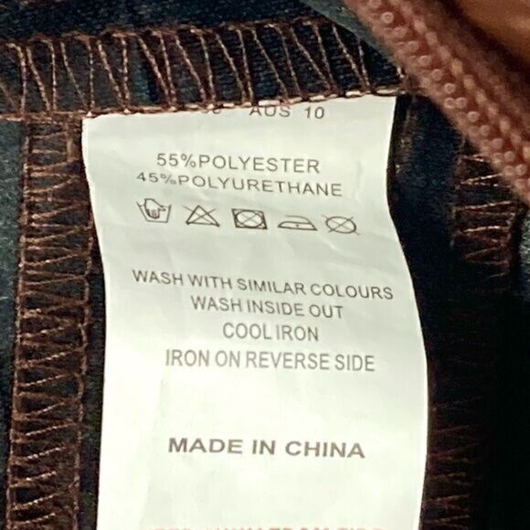 PrettyLittleThing Flare Pants Womens Size 6 Brown Faux Leather Croc Embossed New - Picture 16 of 16